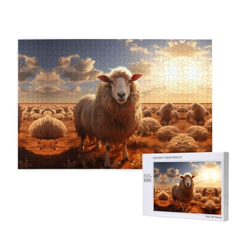Poezjzw Australisches Schaf, klassisches Puzzle für Erwachsene, 1000 Teile, Holzpuzzle, moderne Heimdekoration, intellektuelles Spiel, 75 x 50 cm von POEZJZW