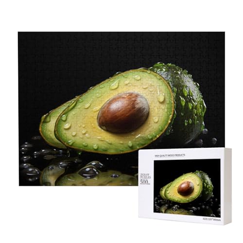 Poezjzw Avocado-Essbare Früchte-Puzzles für Erwachsene, 500 Teile, Holzpuzzle für Familie, Freunde, Heimdekoration, Wandkunst, 50 x 38 cm von POEZJZW