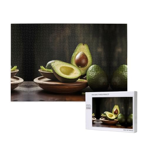 Poezjzw Avocado-Puzzles für Erwachsene, 1000 Teile, Holzpuzzle für Familie, Freunde, Heimdekoration, Wandkunst, 75 x 50 cm von POEZJZW