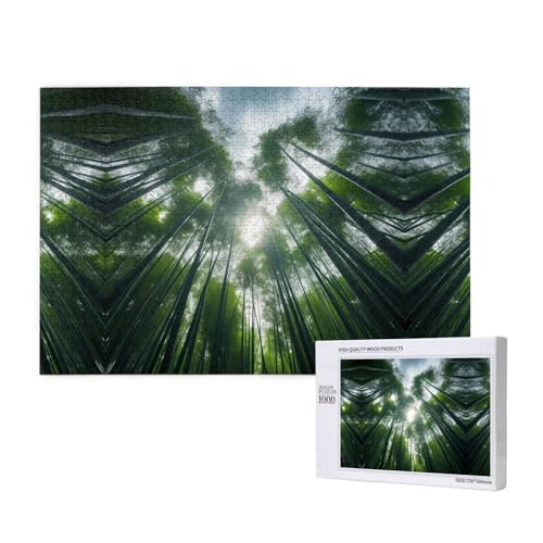 Poezjzw Bambus-Puzzles für Erwachsene, 1000 Teile, Holzpuzzle für Familie, Freunde, Heimdekoration, Wandkunst, 75 x 50 cm von POEZJZW