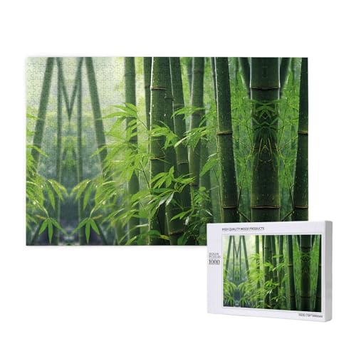 Poezjzw Bambusblätter-Puzzles für Erwachsene, 1000 Teile, Holzpuzzle für Familie, Freunde, Heimdekoration, Wandkunst, 75 x 50 cm von POEZJZW