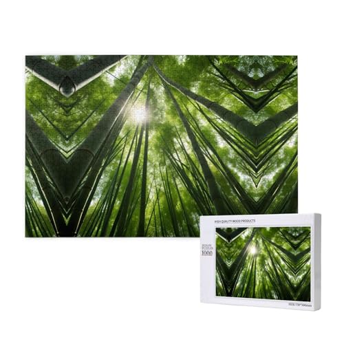 Poezjzw Bambuswald-Puzzles für Erwachsene, 1000 Teile, Holzpuzzle für Familie, Freunde, Heimdekoration, Wandkunst, 75 x 50 cm von POEZJZW