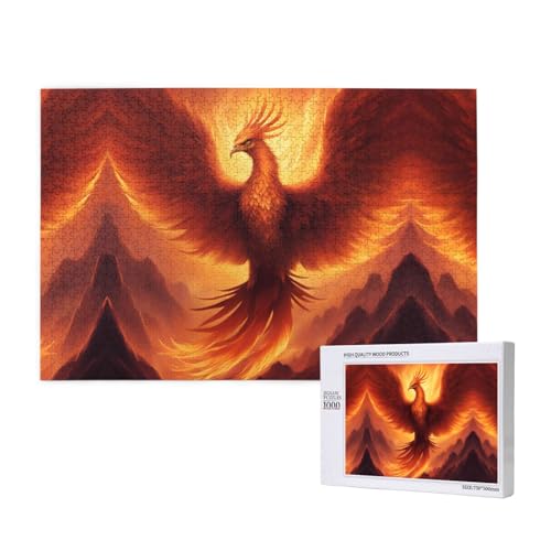 Poezjzw Beautiful Phoenix Classic Puzzle für Erwachsene, 1000 Teile, Holzpuzzle, moderne Heimdekoration, intellektuelles Spiel, 75 x 50 cm von POEZJZW