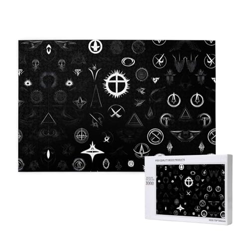 Poezjzw Black And White Universe Classic Puzzle für Erwachsene, 1000 Teile, Holzpuzzle, moderne Heimdekoration, intellektuelles Spiel, 75 x 50 cm von POEZJZW