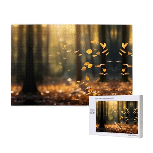 Poezjzw Blätter Puzzles für Erwachsene, 1000 Teile, Holzpuzzle für Familie, Freunde, Heimdekoration, Wandkunst, 75 x 50 cm von POEZJZW
