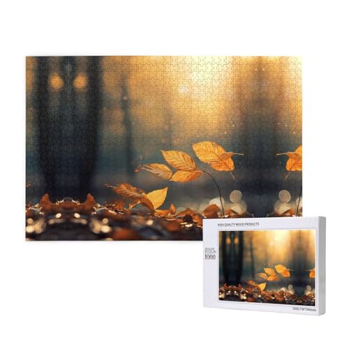 Poezjzw Blatt-Puzzles für Erwachsene, 1000 Teile, Holzpuzzle für Familie, Freunde, Heimdekoration, Wandkunst, 75 x 50 cm von POEZJZW