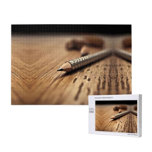 Poezjzw Bleistift-Puzzles für Erwachsene, 1000 Teile, Holzpuzzle für Familie, Freunde, Heimdekoration, Wandkunst, 75 x 50 cm von POEZJZW