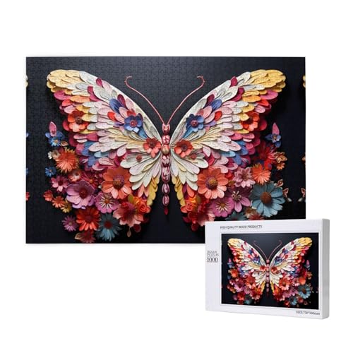Poezjzw Blütenblatt-Schmetterling-Puzzles für Erwachsene, 1000 Teile, Holzpuzzle für Familie, Freunde, Heimdekoration, Wandkunst, 75 x 50 cm Poezjzw Blütenblatt-Schmetterling-Puzzles für Erwachsene, 1000 Teile, Holzpuzzle für Familie, Freunde, Heimdekoration, Wandkunst, 75 x 50 cm von POEZJZW