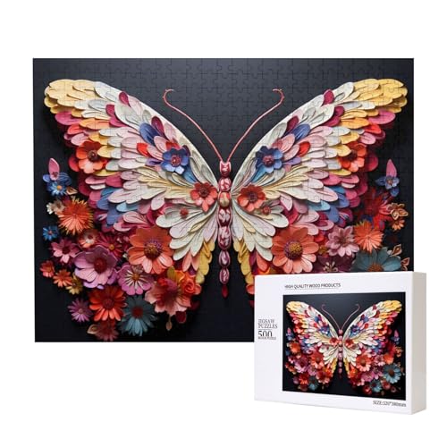 Poezjzw Blütenblatt-Schmetterling-Puzzles für Erwachsene, 500 Teile, Holzpuzzle für Familie, Freunde, Heimdekoration, Wandkunst, 500 x 38 cm Poezjzw Blütenblatt-Schmetterling-Puzzles für Erwachsene, 500 Teile, Holzpuzzle für Familie, Freunde, Heimdekoration, Wandkunst, 500 x 38 cm von POEZJZW
