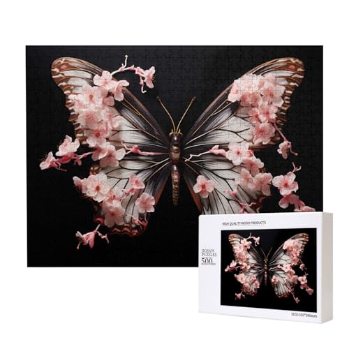 Poezjzw Blütenblattblüte, Schmetterlingspuzzle, für Erwachsene, 500 Teile, Holzpuzzle für Familie, Freunde, Heimdekoration, Wandkunst, 50 x 38 cm Poezjzw Blütenblattblüte, Schmetterlingspuzzle, für Erwachsene, 500 Teile, Holzpuzzle für Familie, Freunde, Heimdekoration, Wandkunst, 50 x 38 cm von POEZJZW