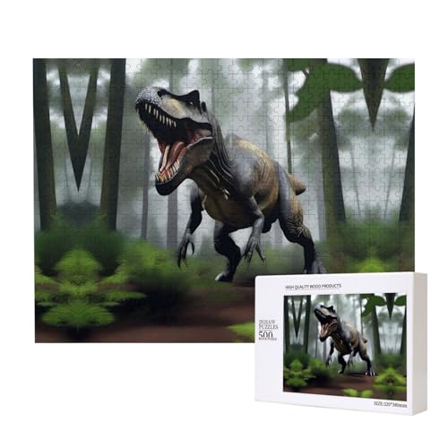 Poezjzw Bully Dinosaurier-Puzzle für Erwachsene, klassisches Puzzle, 500 Teile, Holzpuzzle, moderne Wohnkultur, intellektuelles Spiel, 52 x 38 cm von POEZJZW