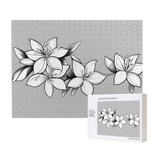 Poezjzw Bunch of Jasmine Klassisches Puzzle für Erwachsene, 500 Teile, Holzpuzzle, moderne Wohnkultur, intellektuelles Spiel, 52 x 38 cm von POEZJZW