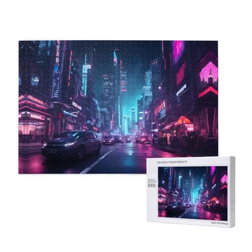 Poezjzw Cars On The Street Klassisches Puzzle für Erwachsene, 1000 Teile, Holzpuzzle, moderne Heimdekoration, intellektuelles Spiel, 75 x 50 cm von POEZJZW