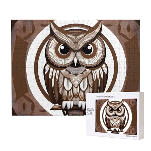 Poezjzw Cartoon Eule Erwachsene Classic Jigsaw 500 Teile Holzpuzzle Moderne Wohnkultur Intellektuelles Spiel 52 X 38CM von POEZJZW