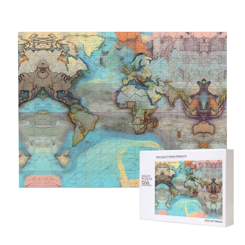 Poezjzw Cartoon Weltkarte Erwachsene Klassisches Puzzle 500 Teile Holzpuzzle Moderne Wohnkultur Intellektuelles Spiel 52 X 38 CM Poezjzw Cartoon Weltkarte Erwachsene Klassisches Puzzle 500 Teile Holzpuzzle Moderne Wohnkultur Intellektuelles Spiel 52 X 38 CM von POEZJZW