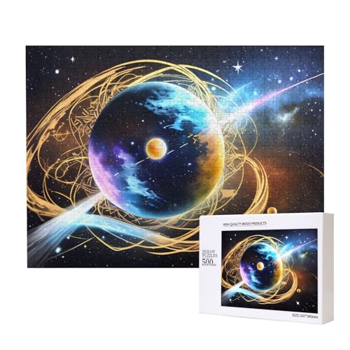 Poezjzw Celestial Star Klassisches Puzzle für Erwachsene, 500 Teile, Holzpuzzle, moderne Wohnkultur, intellektuelles Spiel, 52 x 38 cm von POEZJZW