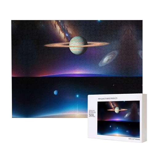 Poezjzw Cosmic Saturn Klassisches Puzzle für Erwachsene, 500 Teile, Holzpuzzle, moderne Wohnkultur, intellektuelles Spiel, 52 x 38 cm Poezjzw Cosmic Saturn Klassisches Puzzle für Erwachsene, 500 Teile, Holzpuzzle, moderne Wohnkultur, intellektuelles Spiel, 52 x 38 cm von POEZJZW