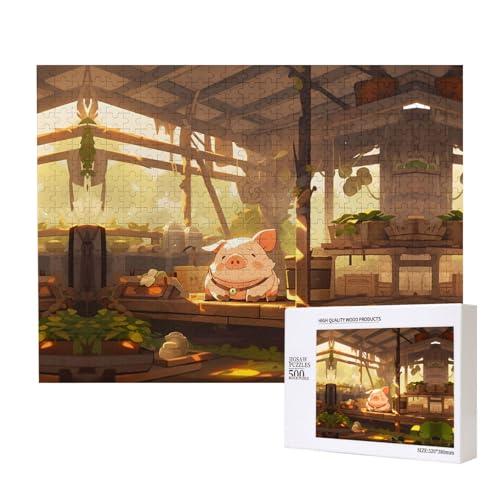 Poezjzw Das Schwein schläft Puzzles für Erwachsene, 500 Teile, Holzpuzzle für Familie, Freunde, Heimdekoration, Wandkunst, 50 x 38 cm Poezjzw Das Schwein schläft Puzzles für Erwachsene, 500 Teile, Holzpuzzle für Familie, Freunde, Heimdekoration, Wandkunst, 50 x 38 cm von POEZJZW