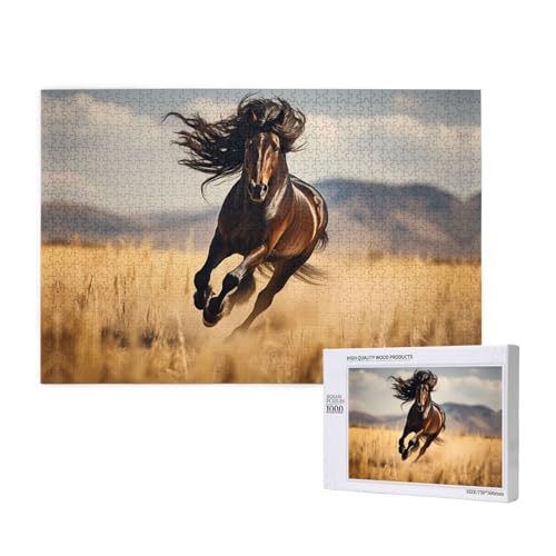 Poezjzw Das schwarze Pferd, Puzzles für Erwachsene, 1000 Teile, Holzpuzzle für Familie, Freunde, Heimdekoration, Wandkunst, 74 x 50 cm Poezjzw Das schwarze Pferd, Puzzles für Erwachsene, 1000 Teile, Holzpuzzle für Familie, Freunde, Heimdekoration, Wandkunst, 74 x 50 cm von POEZJZW