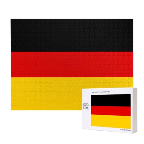 Poezjzw Deutsche Flagge, klassisches Puzzle für Erwachsene, 500 Teile, Holzpuzzle, moderne Wohnkultur, intellektuelles Spiel, 52 x 38 cm von POEZJZW