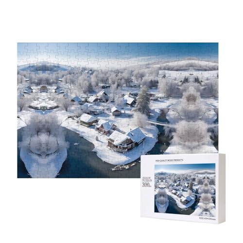 Poezjzw Dorf-Schneeszenen-Puzzles für Erwachsene, 300 Teile, Holzpuzzle für Familie, Freunde, Heimdekoration, Wandkunst, 15,7 x 27,9 cm Poezjzw Dorf-Schneeszenen-Puzzles für Erwachsene, 300 Teile, Holzpuzzle für Familie, Freunde, Heimdekoration, Wandkunst, 15,7 x 27,9 cm von POEZJZW