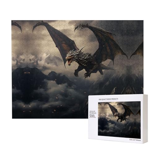 Poezjzw Drachenpuzzle für Erwachsene, 500 Teile, Holzpuzzle für Familie, Freunde, Heimdekoration, Wandkunst, 50 x 38 cm Poezjzw Drachenpuzzle für Erwachsene, 500 Teile, Holzpuzzle für Familie, Freunde, Heimdekoration, Wandkunst, 50 x 38 cm von POEZJZW