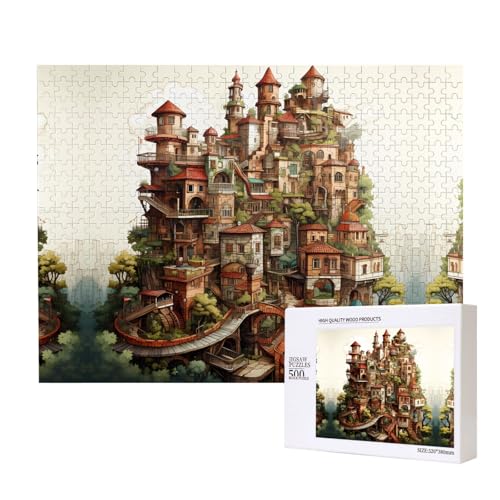 Poezjzw Dream Castle Klassisches Puzzle für Erwachsene, 500 Teile, Holzpuzzle, moderne Wohnkultur, intellektuelles Spiel, 52 x 38 cm Poezjzw Dream Castle Klassisches Puzzle für Erwachsene, 500 Teile, Holzpuzzle, moderne Wohnkultur, intellektuelles Spiel, 52 x 38 cm von POEZJZW