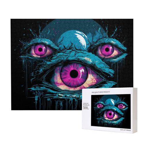 Poezjzw Dreiäugiges Monster, klassisches Puzzle für Erwachsene, 500 Teile, Holzpuzzle, moderne Wohnkultur, intellektuelles Spiel, 52 x 38 cm Poezjzw Dreiäugiges Monster, klassisches Puzzle für Erwachsene, 500 Teile, Holzpuzzle, moderne Wohnkultur, intellektuelles Spiel, 52 x 38 cm von POEZJZW