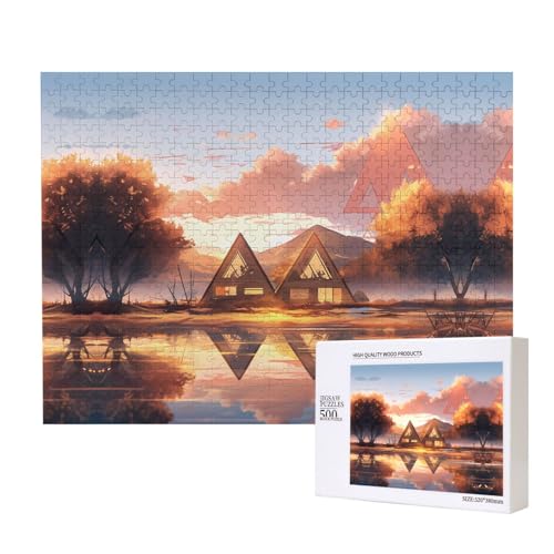 Poezjzw Dreieckiges Baupuzzle für Erwachsene, 500 Teile, Holzpuzzle für Familie, Freunde, Heimdekoration, Wandkunst, 50 x 38 cm Poezjzw Dreieckiges Baupuzzle für Erwachsene, 500 Teile, Holzpuzzle für Familie, Freunde, Heimdekoration, Wandkunst, 50 x 38 cm von POEZJZW