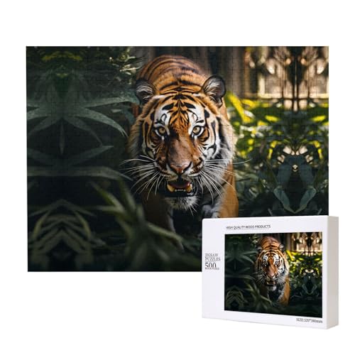 Poezjzw Dschungel-Tiger-Puzzles für Erwachsene, 500 Teile, Holzpuzzle für Familie, Freunde, Heimdekoration, Wandkunst, 50 x 38 cm Poezjzw Dschungel-Tiger-Puzzles für Erwachsene, 500 Teile, Holzpuzzle für Familie, Freunde, Heimdekoration, Wandkunst, 50 x 38 cm von POEZJZW
