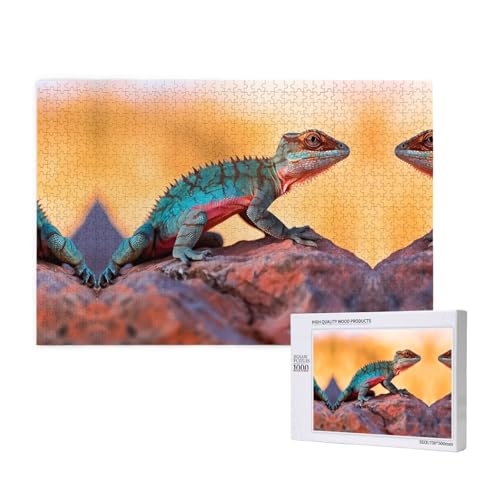 Poezjzw Eidechsen-Puzzles für Erwachsene, 1000 Teile, Holzpuzzle für Familie, Freunde, Heimdekoration, Wandkunst, 75 x 50 cm von POEZJZW