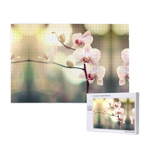 Poezjzw Eine Orchidee Puzzles für Erwachsene, 1000 Teile, Holzpuzzle für Familie, Freunde, Heimdekoration, Wandkunst, 74 x 50 cm von POEZJZW