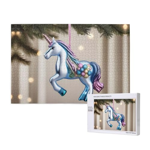 Poezjzw Einhorn-Ornament, klassisches Puzzle für Erwachsene, 1000 Teile, Holzpuzzle, moderne Heimdekoration, intellektuelles Spiel, 75 x 50 cm von POEZJZW