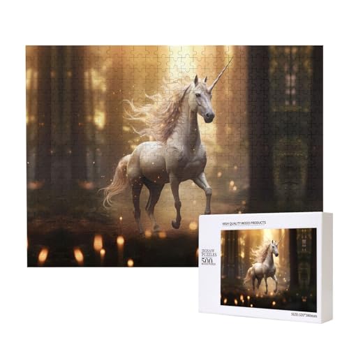 Poezjzw Einhorn-Puzzles für Erwachsene, 500 Teile, Holzpuzzle für Familie, Freunde, Heimdekoration, Wandkunst, 50 x 38 cm Poezjzw Einhorn-Puzzles für Erwachsene, 500 Teile, Holzpuzzle für Familie, Freunde, Heimdekoration, Wandkunst, 50 x 38 cm von POEZJZW