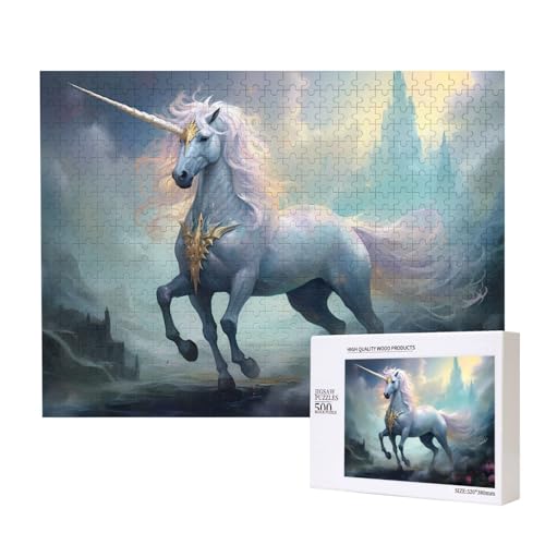Poezjzw Einhorn-Puzzles für Erwachsene, 500 Teile, Holzpuzzle für Familie, Freunde, Heimdekoration, Wandkunst, 50 x 38 cm Poezjzw Einhorn-Puzzles für Erwachsene, 500 Teile, Holzpuzzle für Familie, Freunde, Heimdekoration, Wandkunst, 50 x 38 cm von POEZJZW