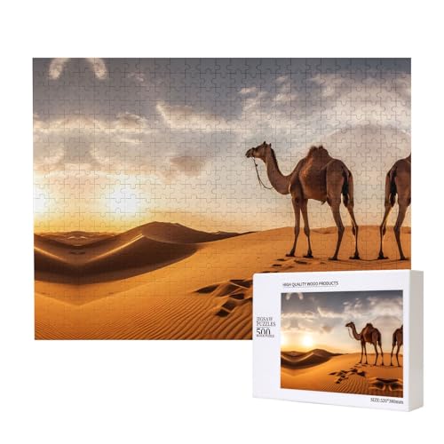 Poezjzw Einsames Kamel-Puzzles für Erwachsene, 500 Teile, Holzpuzzle für Familie, Freunde, Heimdekoration, Wandkunst, 50,4 x 38,1 cm Poezjzw Einsames Kamel-Puzzles für Erwachsene, 500 Teile, Holzpuzzle für Familie, Freunde, Heimdekoration, Wandkunst, 50,4 x 38,1 cm von POEZJZW