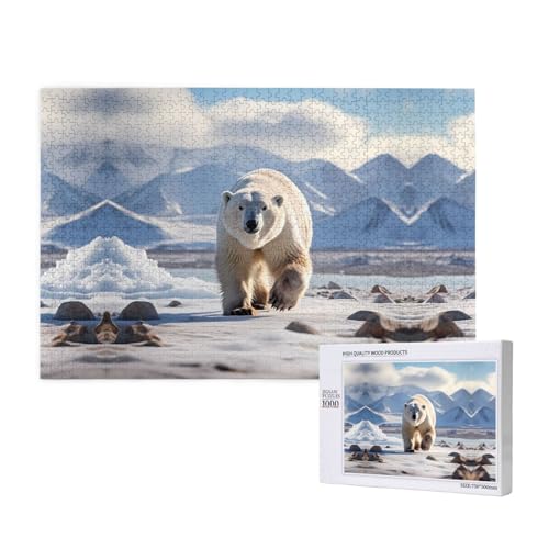 Poezjzw Eisbär-Puzzles für Erwachsene, 1000 Teile, Holzpuzzle für Familie, Freunde, Heimdekoration, Wandkunst, 75 x 50 cm Poezjzw Eisbär-Puzzles für Erwachsene, 1000 Teile, Holzpuzzle für Familie, Freunde, Heimdekoration, Wandkunst, 75 x 50 cm von POEZJZW