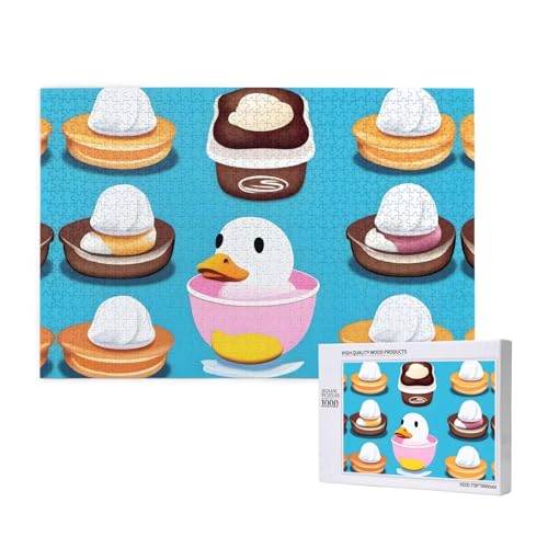 Poezjzw Eiscreme-Ente und Ente für Erwachsene, klassisches Puzzle, 1000 Teile, Holzpuzzle, moderne Heimdekoration, intellektuelles Spiel, 75 x 50 cm von POEZJZW