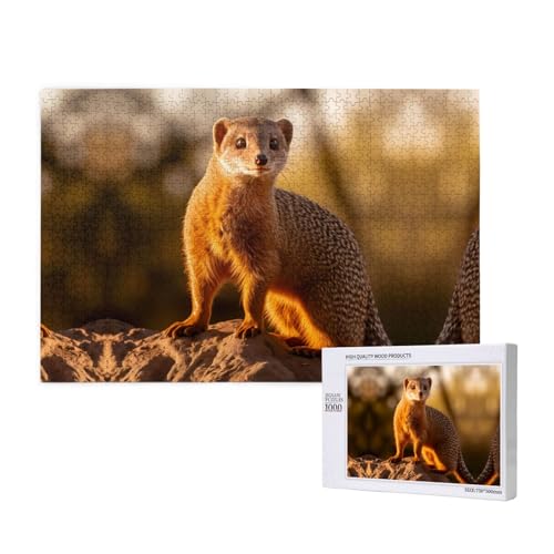 Poezjzw Erdmännchen-Puzzles für Erwachsene, 1000 Teile, Holzpuzzle für Familie, Freunde, Heimdekoration, Wandkunst, 75 x 50 cm von POEZJZW