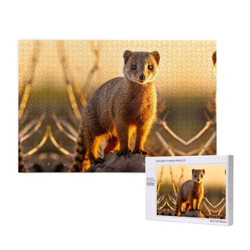 Poezjzw Erdmännchen-Puzzles für Erwachsene, 1000 Teile, Holzpuzzle für Familie, Freunde, Heimdekoration, Wandkunst, 75 x 50 cm von POEZJZW