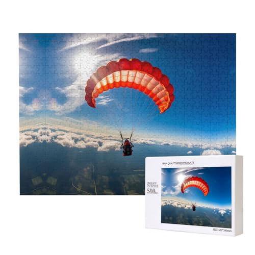Poezjzw Fallschirm-Puzzles für Erwachsene, 500 Teile, Holzpuzzle für Familie, Freunde, Heimdekoration, Wandkunst, 500 x 38 cm von POEZJZW