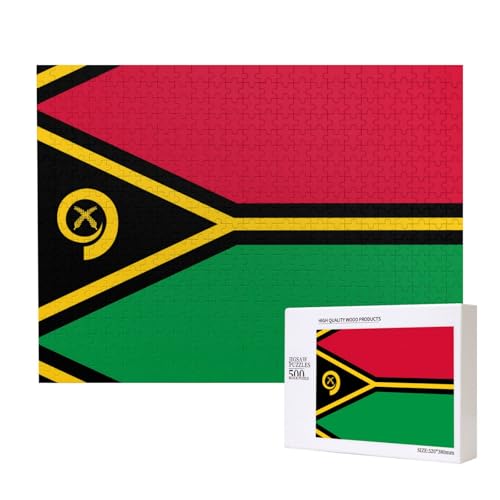 Poezjzw Flagge von Vanuatu Erwachsenen-Puzzle, klassisches Puzzle, 500 Teile, Holzpuzzle, moderne Wohnkultur, intellektuelles Spiel, 52 x 38 cm von POEZJZW