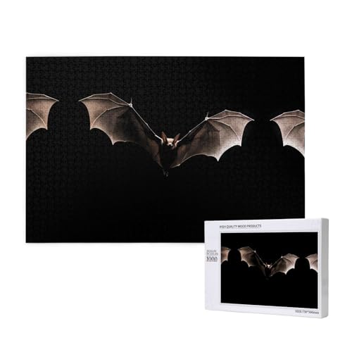 Poezjzw Fledermaus-Puzzles für Erwachsene, 1000 Teile, Holzpuzzle für Familie, Freunde, Heimdekoration, Wandkunst, 75 x 50 cm von POEZJZW