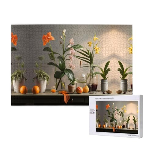Poezjzw Florid-Puzzles für Erwachsene, 1000 Teile, Holzpuzzle für Familie, Freunde, Heimdekoration, Wandkunst, 75 x 50 cm von POEZJZW