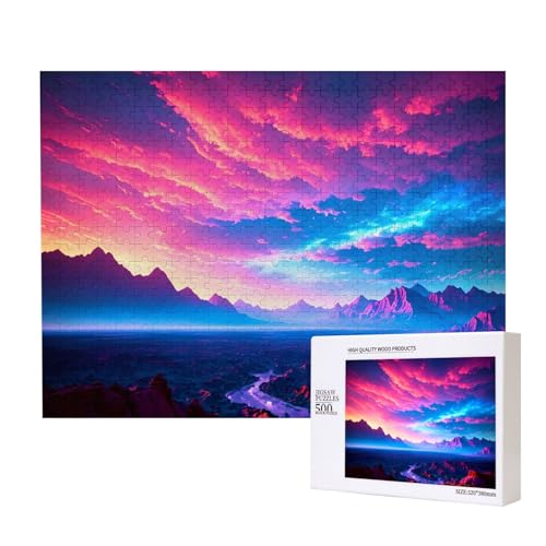 Poezjzw Fotografie, Landschaftsmalerei, Erwachsene, klassisches Puzzle, 500 Teile, Holzpuzzle, moderne Wohnkultur, intellektuelles Spiel, 52 x 38 cm von POEZJZW
