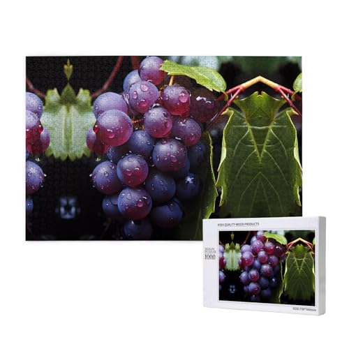 Poezjzw Fresh Grapes Klassisches Puzzle für Erwachsene, 1000 Teile, Holzpuzzle, moderne Wohnkultur, intellektuelles Spiel, 75 x 50 cm von POEZJZW