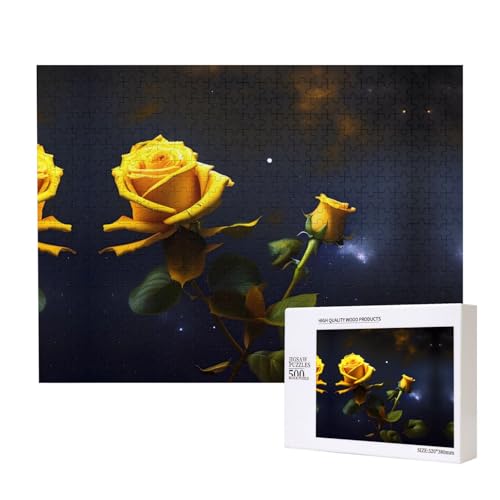 Poezjzw Gelbe Rosen, Sternennacht, klassisches Puzzle, 500 Teile, Holzpuzzle, moderne Wohnkultur, intellektuelles Spiel, 52 x 38 cm Poezjzw Gelbe Rosen, Sternennacht, klassisches Puzzle, 500 Teile, Holzpuzzle, moderne Wohnkultur, intellektuelles Spiel, 52 x 38 cm von POEZJZW