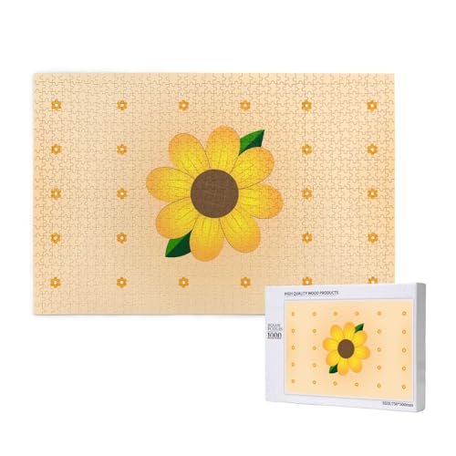 Poezjzw Goldene Sonnenblume klassisches Puzzle für Erwachsene, 1000 Teile, Holzpuzzle, moderne Wohnkultur, intellektuelles Spiel, 75 x 50 cm von POEZJZW