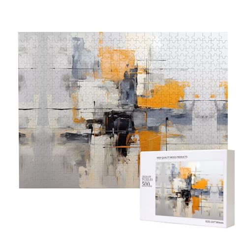 Poezjzw Graues und gelbes abstraktes Kunstgemälde, klassisches Puzzle für Erwachsene, 500 Teile, Holzpuzzle, moderne Wohnkultur, intellektuelles Spiel, 52 x 38 cm Poezjzw Graues und gelbes abstraktes Kunstgemälde, klassisches Puzzle für Erwachsene, 500 Teile, Holzpuzzle, moderne Wohnkultur, intellektuelles Spiel, 52 x 38 cm von POEZJZW