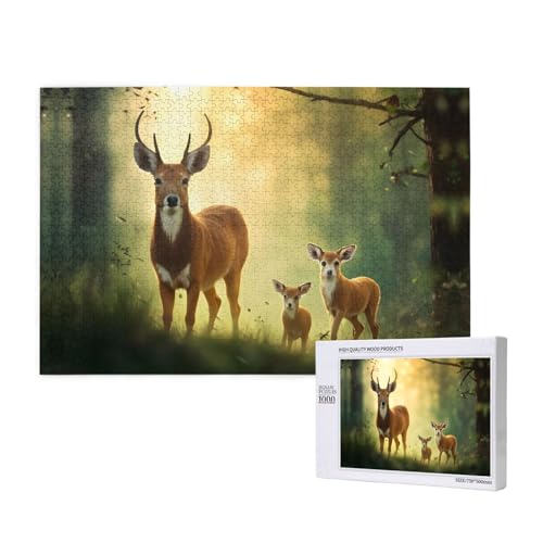 Poezjzw Großes Hirsch und kleines Hirsch für Erwachsene, klassisches Puzzle, 1000 Teile, Holzpuzzle, moderne Heimdekoration, intellektuelles Spiel, 75 x 50 cm Poezjzw Großes Hirsch und kleines Hirsch für Erwachsene, klassisches Puzzle, 1000 Teile, Holzpuzzle, moderne Heimdekoration, intellektuelles Spiel, 75 x 50 cm von POEZJZW